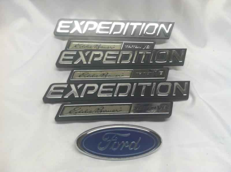 Oem 1999 ford expedition eddie bauer triton v8 fender rear trunk emblems set