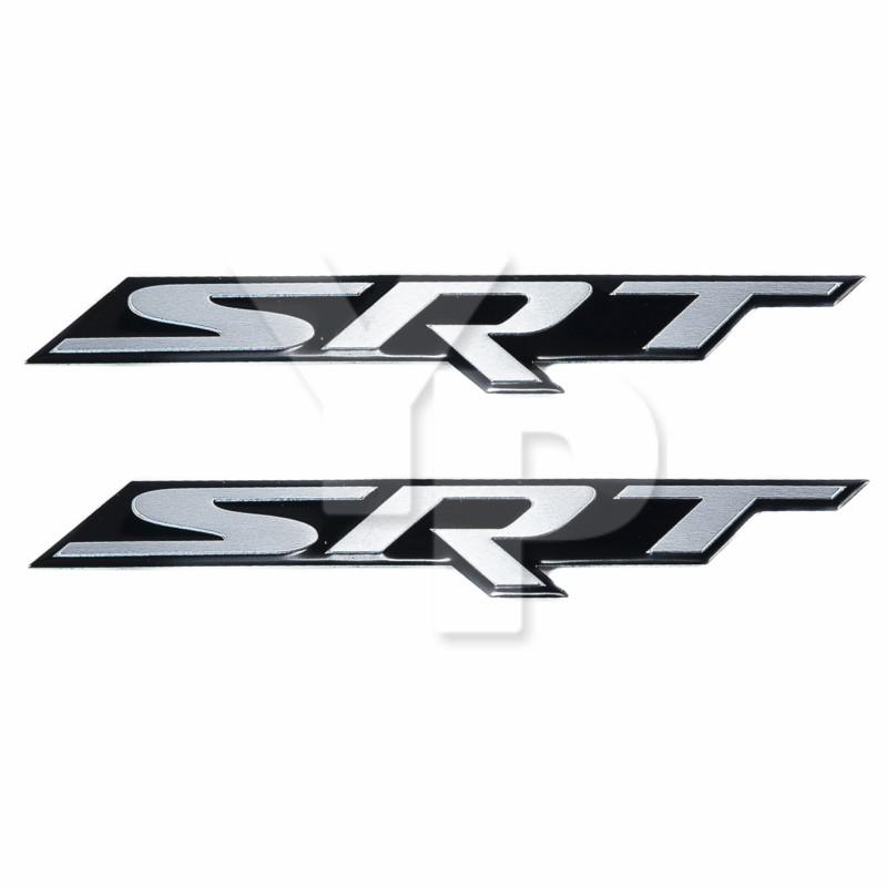 Dodge srt gloss black & silver sticker emblems - sold as pair