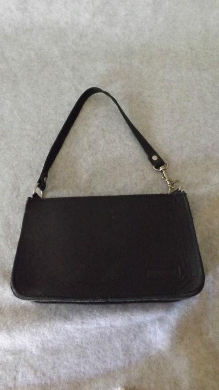 HARLEY DAVIDSON.. BLACK LEATHER PURSE BAG STRAP OPENS, US $10.51, image 2