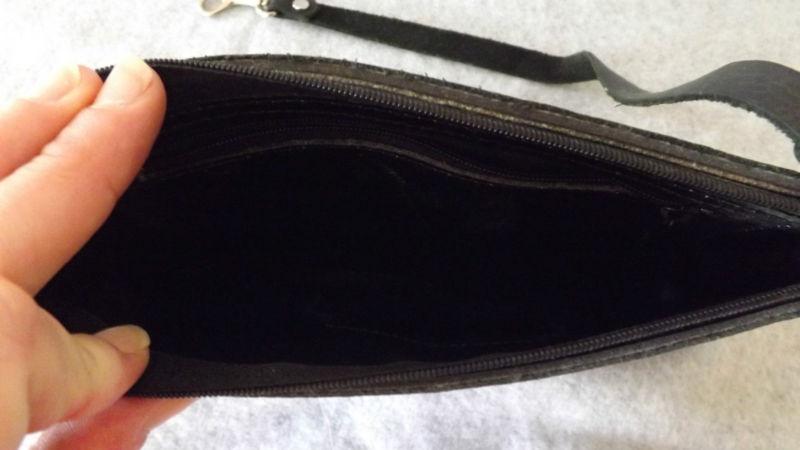 HARLEY DAVIDSON.. BLACK LEATHER PURSE BAG STRAP OPENS, US $10.51, image 5