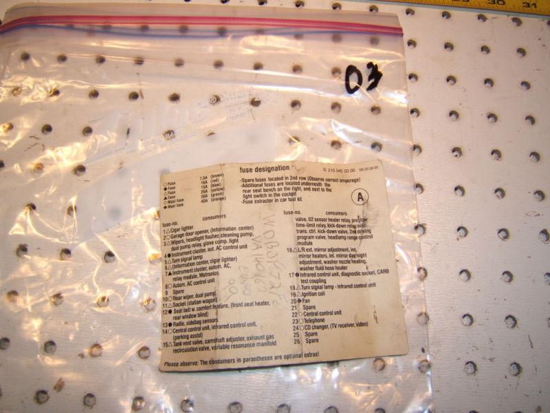 Mercedes w210  fuse desgnation sheet  usa version 2 lg.