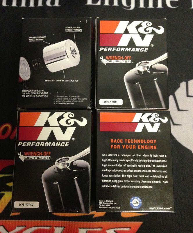 K&n chrome oil filter lot of 4, for harley evo  kn-170c