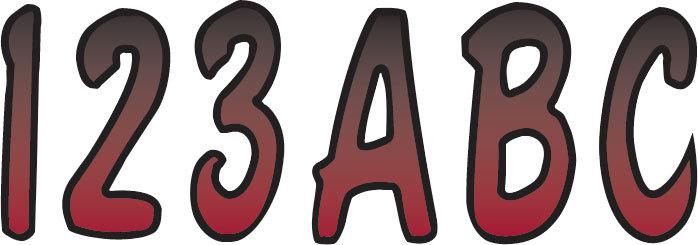 Hardline letter/number kit burgundy/black rubkg200