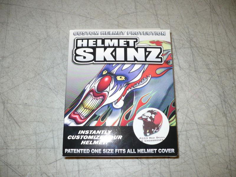 HELMET SKINZ RED SKULL & CROSSBONES, US $26.00, image 3