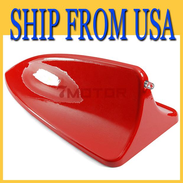 Us shark fin roof top mount aerial car antenna base decoration universal new red