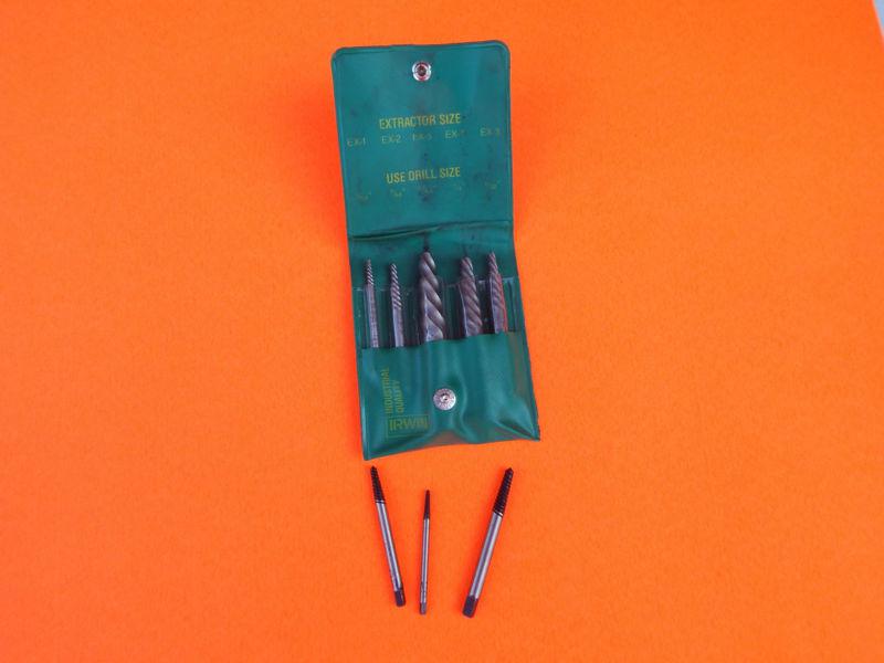 Irwin/hanson 52435 spiral screw extractors 5ps 1 ea.sizes(1,2,3,4,5)+3 more usa