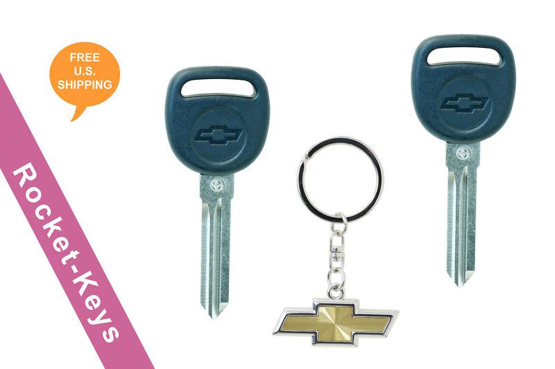 Chevy tahoe, silverado, malibu - 2 new transponder micro chip keys w/key chain