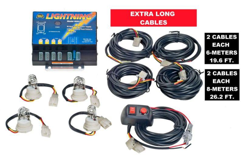 Wolo lightning xl 4 outlet light strobe kit red 6 flash patterns, 80 watt