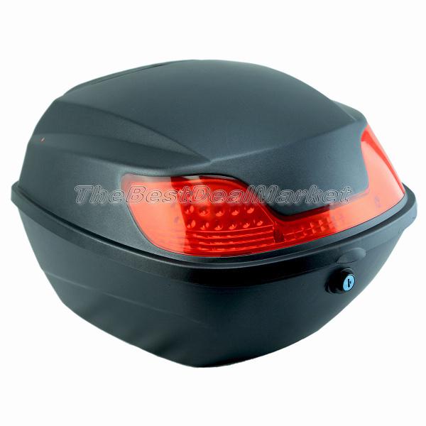Black stylish scooter motorcycle touring trunk top case w reflection light