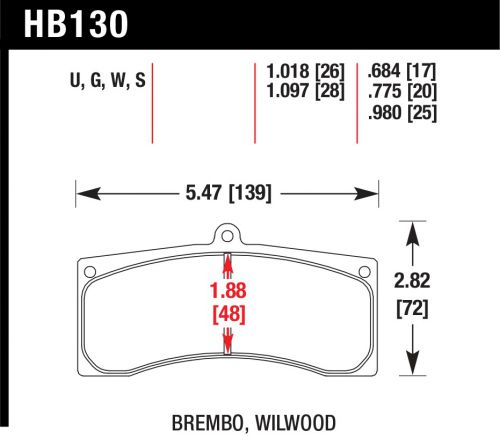 Hawk hb130u1.018 dtc-70 brake pad brembo wilwood 1.018 thick
