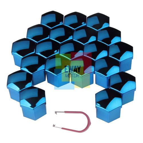 20pcs 19mm abs plastic blue wheel nut caps bolt covers with removal tool