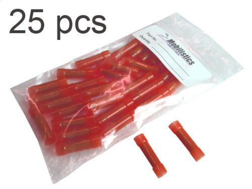 Red 22-18 nylon see thru butt splice connector qty25