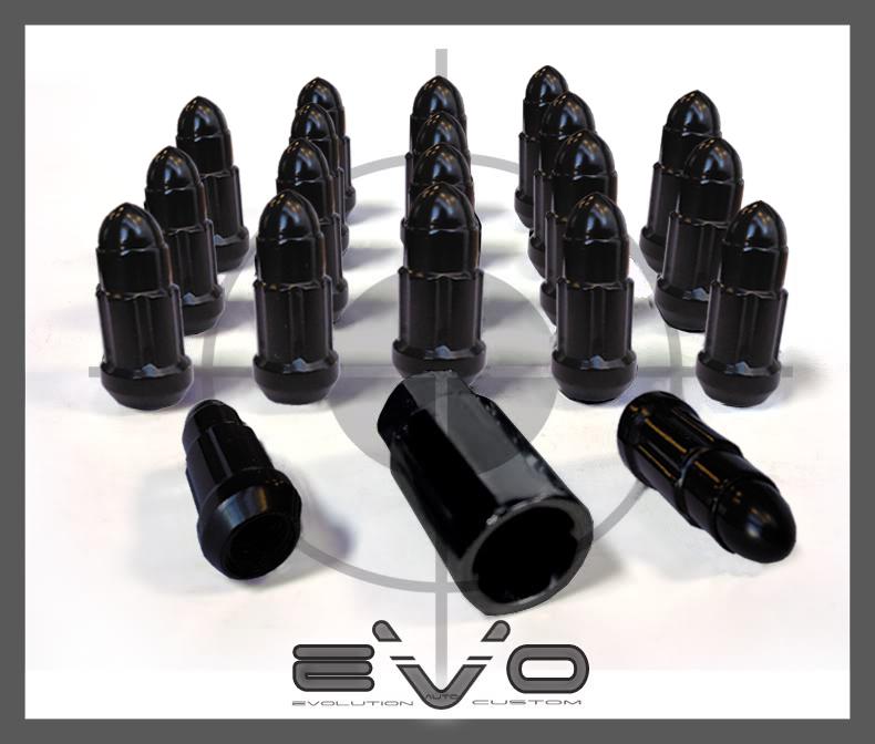 20 black bullet spline tuner lugs nuts with key 12x1.5 new