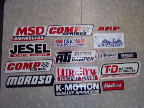 Race car decals lot of 15 plus 2 decal sheets hot rod stickers ,gasser,dragster