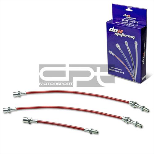 Ae86 sr5 replacement front/rear stainless hose red pvc coated brake lines kit