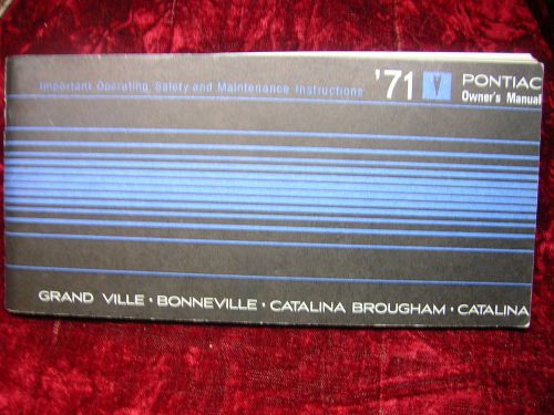 Vintage 1971 pontiac bonneville catalina car owner's manual