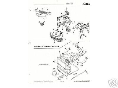 Mazda model rx3 body parts list crash sheets mof