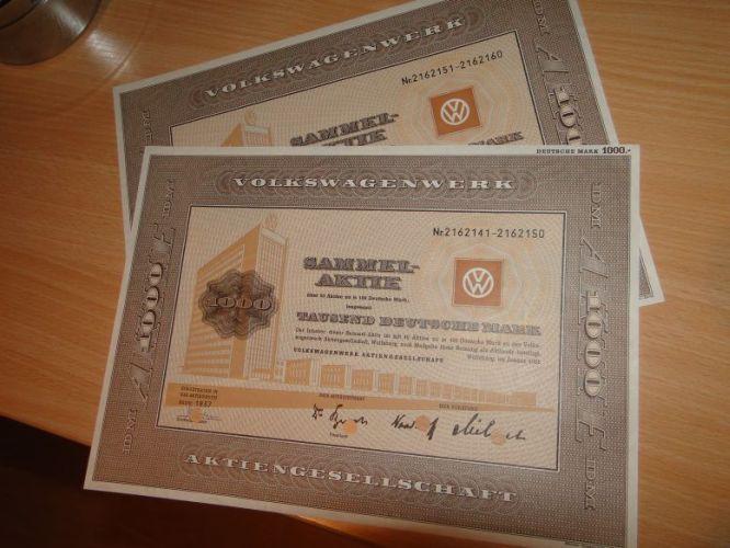 1000 dm volkswagen vw stock share aktie 1961 kÄfer bug split bug porsche356