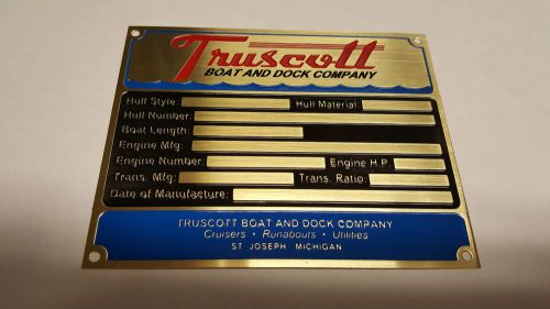 Truscott boat data plate acid etched brass st. joseph michigan