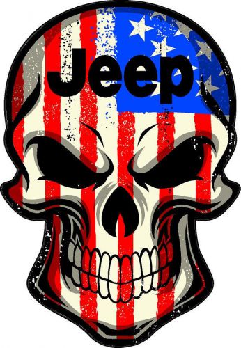 #310 4&#034; skull america usa merica jeep wrangler grand cherokee decal sticker