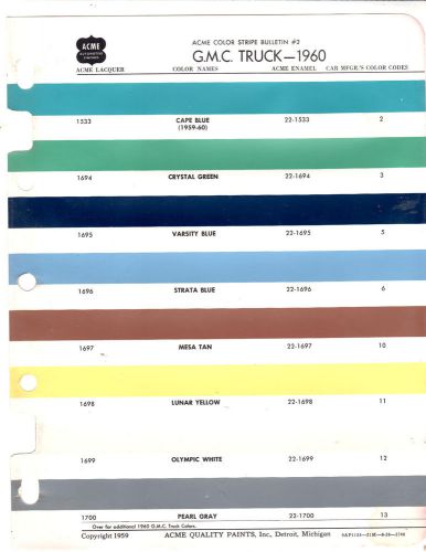 1960 1961 162 1963 gmc trucks g m c 60 61 62 63 paint chips 60 acme 6
