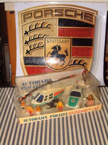 Autobahn polizei set w/porsche 911, helicopter, motorcycle plus more! w.german!!