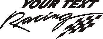 4 racing vinyl decals with custom text any font