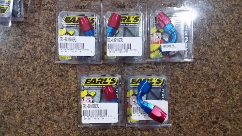 Lot of 5 new earls earl's an fittings -6 tube low profile swivel seal 90 degree