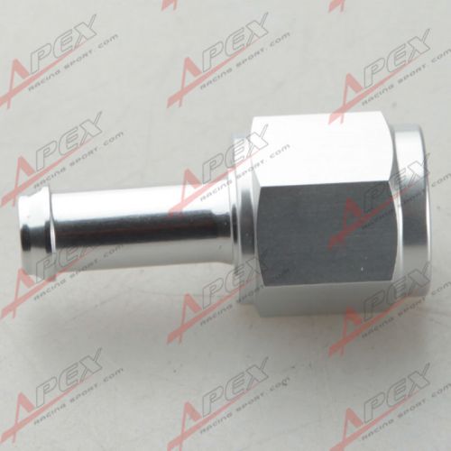 Straight 6an an6 an-6  female to 3/8" (10mm) barb hose adapter fitting silver
