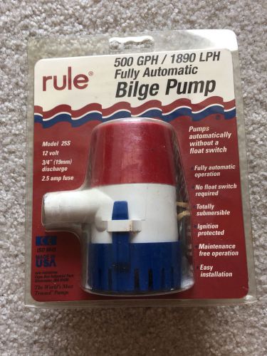Rule 500 gph fully automatic bilge pump, model 25-s, new in original package