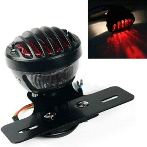Black grill round motorcycle tail brake light custom harley bobber chopper
