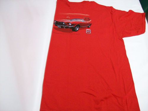 Mustang t shirt1966 g t red convertible printed front and rear scott drake