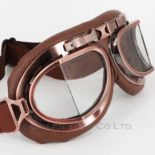 Cafe racer vintage brown frame clear lens motorbike goggles sunglass eyeglasses