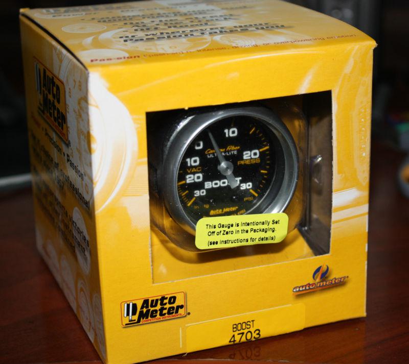 Autometer 4703 carbon fiber boost/vacuum gauge - new 