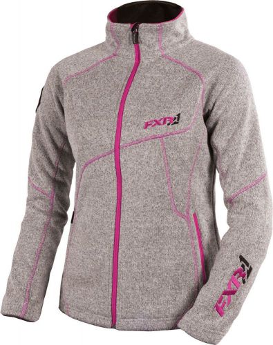 Fxr womens ladies elevation sweater zip up jacket-white mix/pink 4- 8- 10- 12-14
