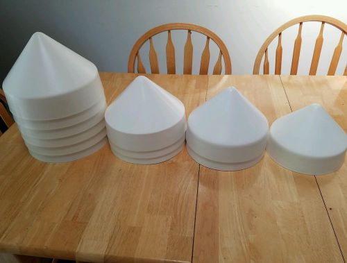 Lot of 11 marine dock piling cone cap boat pylon edge post head white cover