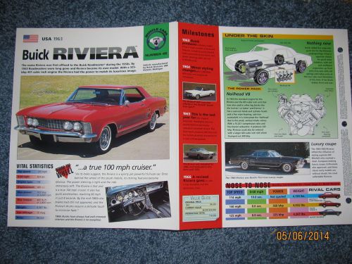 ★★ 1963 buick riviera 401 - collector brochure specs info ★★