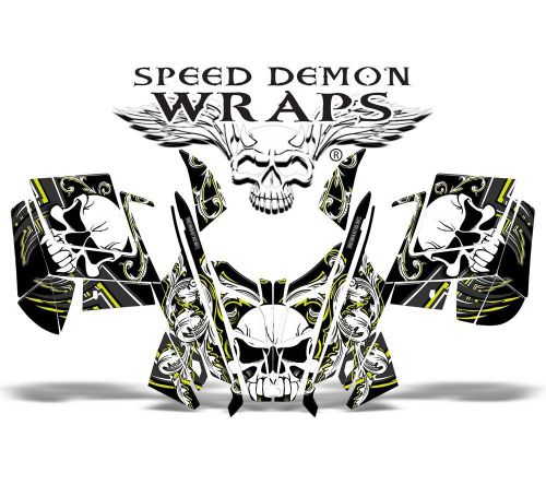 Polaris pro rmk "skullen" sled skull graphics wrap kit 2011-2015 sdw-1007 yellow
