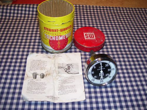Vintage stewart warner 757-w hand tachometer tool in original case rare!