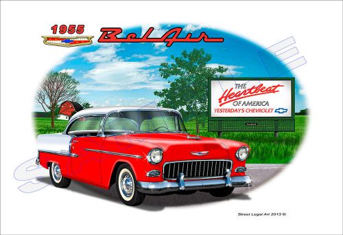 1955 chevy bel air muscle car art print - 11 colors