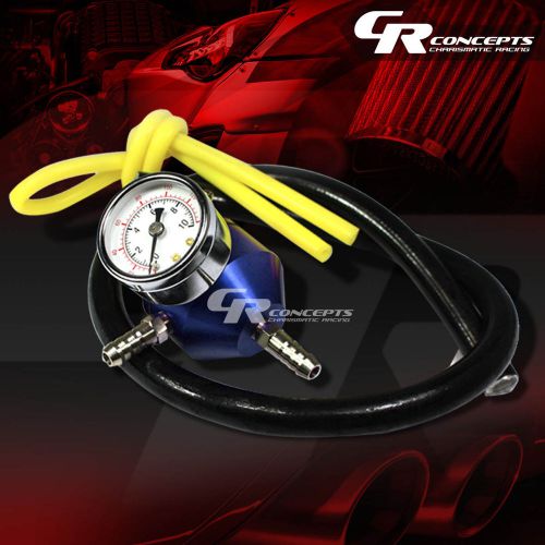 Billet aluminum jdm blue adjustable 140 psi fuel pressure regulator kit+gauge