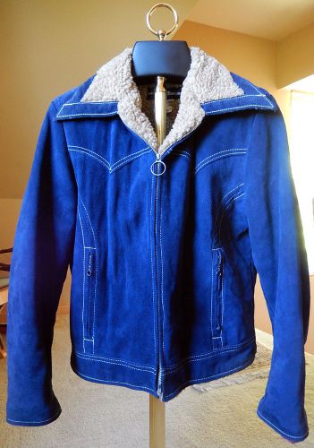 Harley davidson vintage blue suede leather jacket size 40/med - good cond!