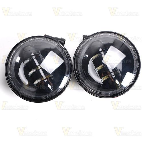 2x 4-1/2&#034; black led auxiliary spot fog passing light lamp for harley motorcycle