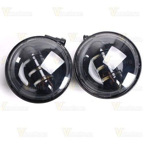 2x 4-1/2" black led auxiliary spot fog passing light lamp for harley motorcycle