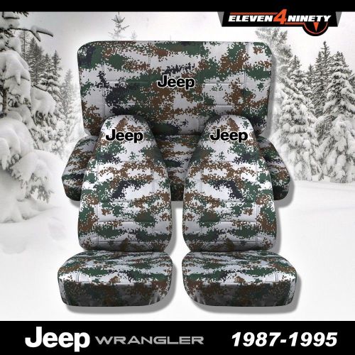 Find 19871995 Jeep Wrangler YJ Seat Covers / Green Digital Camo with Custom Design in Upland