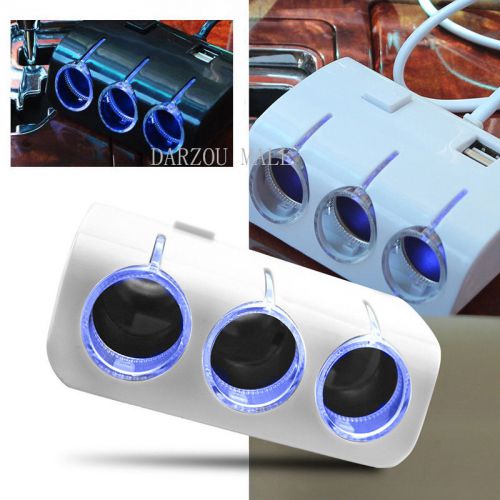Car cigarette lighter 3 way dc charger adapter dual usb port power socket