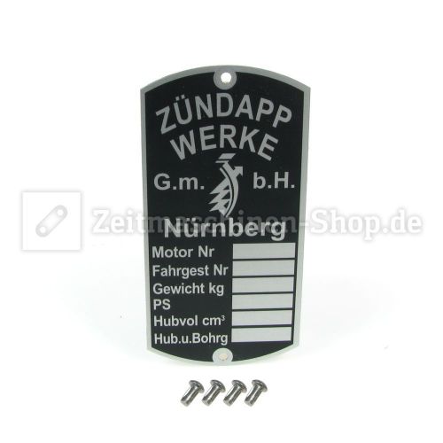 Nameplate with 4 x notch nail for zündapp