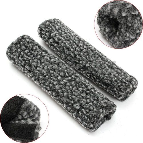 2x grey car sheepskin seat belt harness cover shoulder pad luggage strap wraps