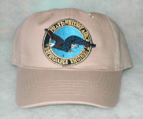 Pratt &amp; whitney airplane aircraft aviation hat with emblem low pro style khaki