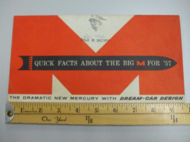 Original vintage 1957 mercury dream-car quick facts sales brochure catalog